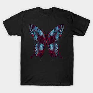 Fantasy Butterfly in Iridescent Blue Polka Dot T-Shirt